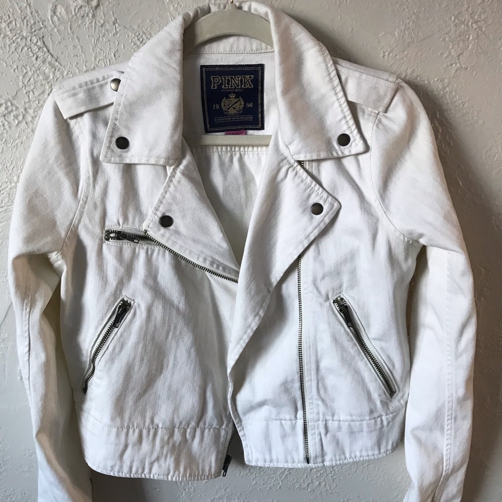 White Jean Moto Jacket | Victoria’s Secret PINK
